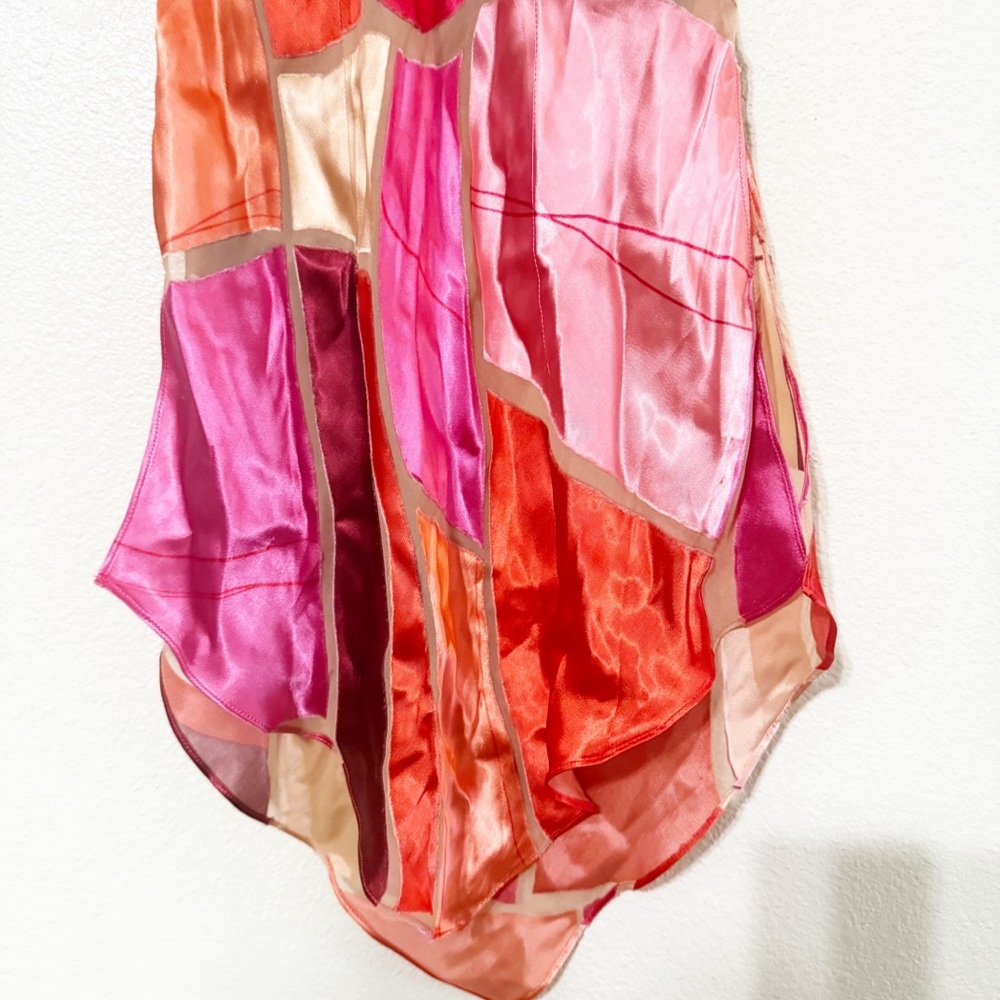 Cult Gaia Shalia Scoop-Neck Burnout Patchwork Top in Pinks Lollipop Multi small - Picture 11 of 14